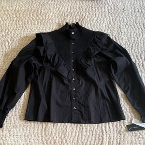 Black Ruffled Women's Top